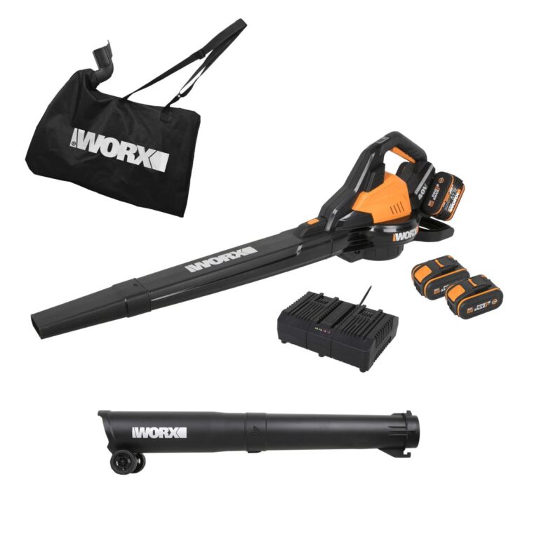 SOFFIATORE,ASPIRATORE WORX WG583E CON 2 BATTERIE DA 4AH E CARICABATTERIE DOPPIA SLITTA