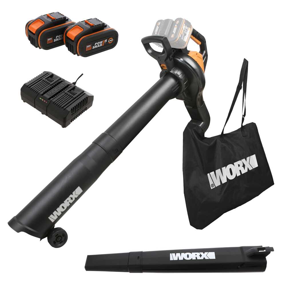 SOFFIATORE,ASPIRATORE WORX WG583E CON 2 BATTERIE DA 4AH E CARICABATTERIE DOPPIA SLITTA